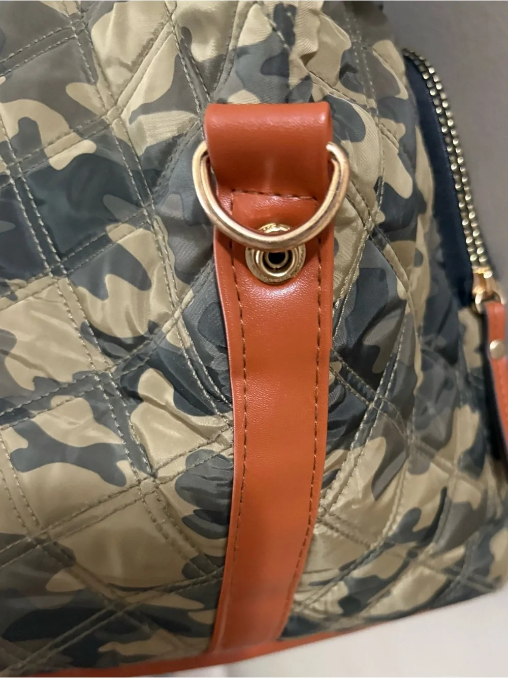 Joan & David Quilted Camo Nylon Weekender Travel Bag Large Tote w/Clear Pouch